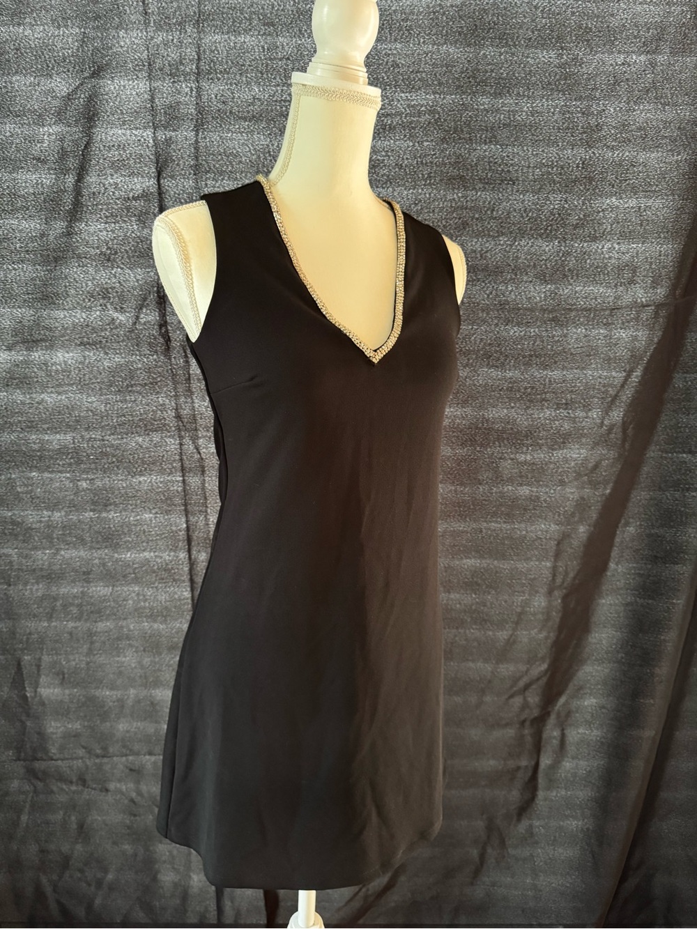 H&M Black Dress with V-Neck Crystal Embellishmet